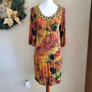 BCBG MaxAzria Large Dress Floral Beaded neck